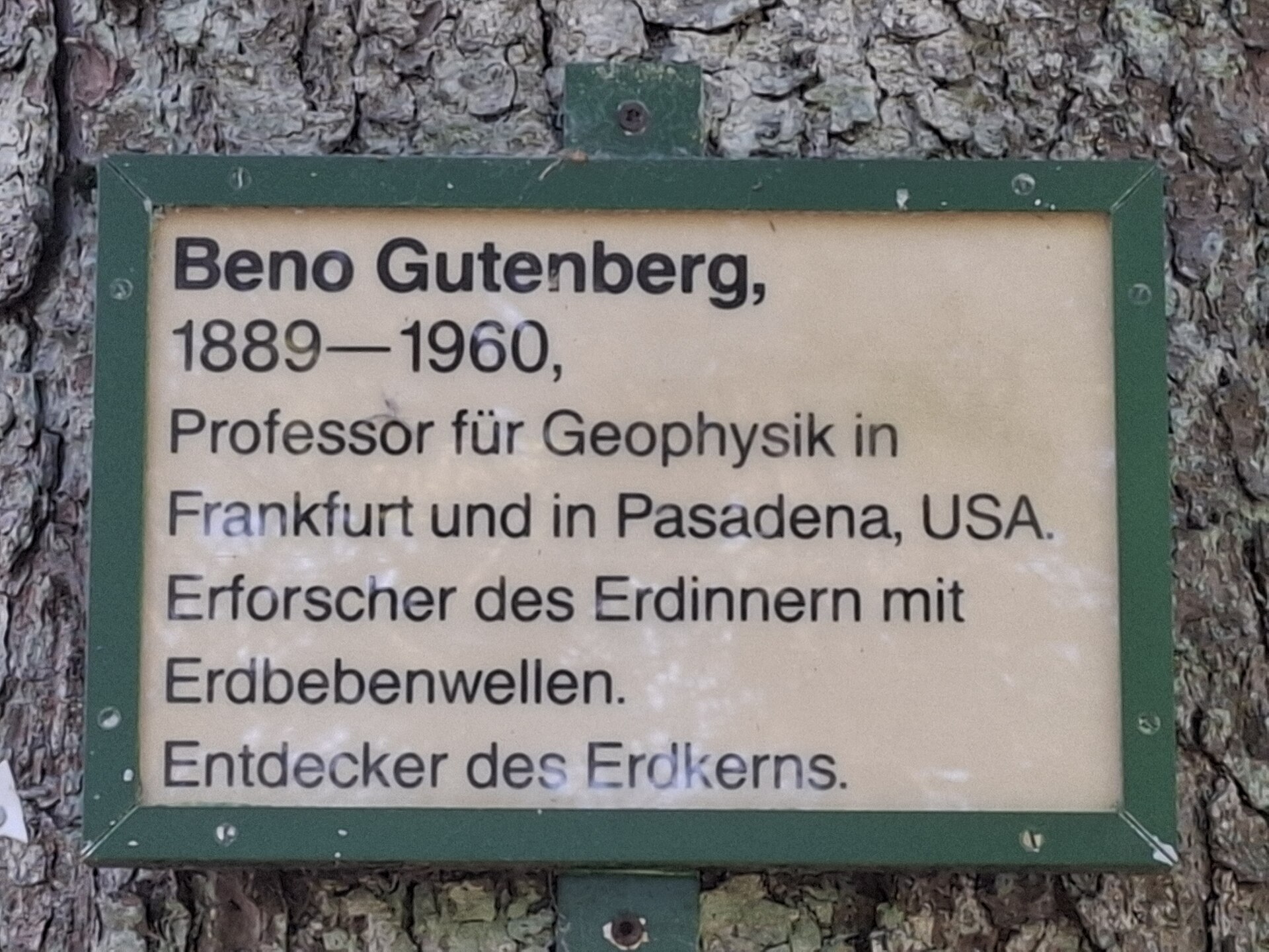 Imagem de referência relacionada a Beno Gutenberg, item descrito como professor académico alemão