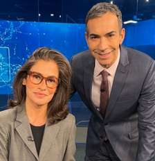 Os âncoras do 'Jornal Nacional', Renata Vasconcellos e César Tralli Foto: Reprodução