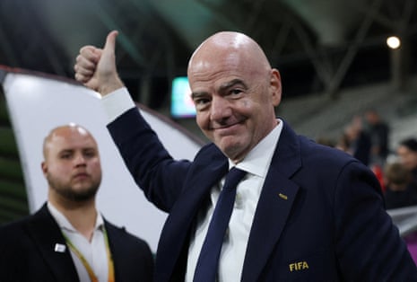Gianno Infantino gives a thumbs-up