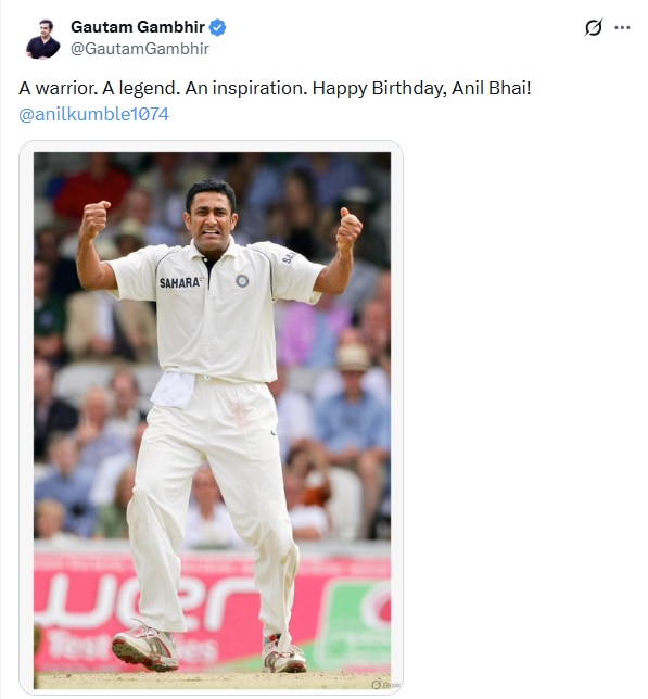 Guerreiro, lenda: Gautam Gambhir dirige os votos de aniversário a Anil Kumble