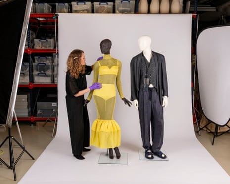Fashion Museum Bath Collections Manager Elaine Uttley with Jess’s 2025 picks posed on mannequins