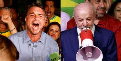 Os candidatos Flávio Bolsonaro (PL) e Lula (PT) após o primeiro turno Foto: Wilton Junior/Estadão e Daniel Teixeira/Estadão / Estadão