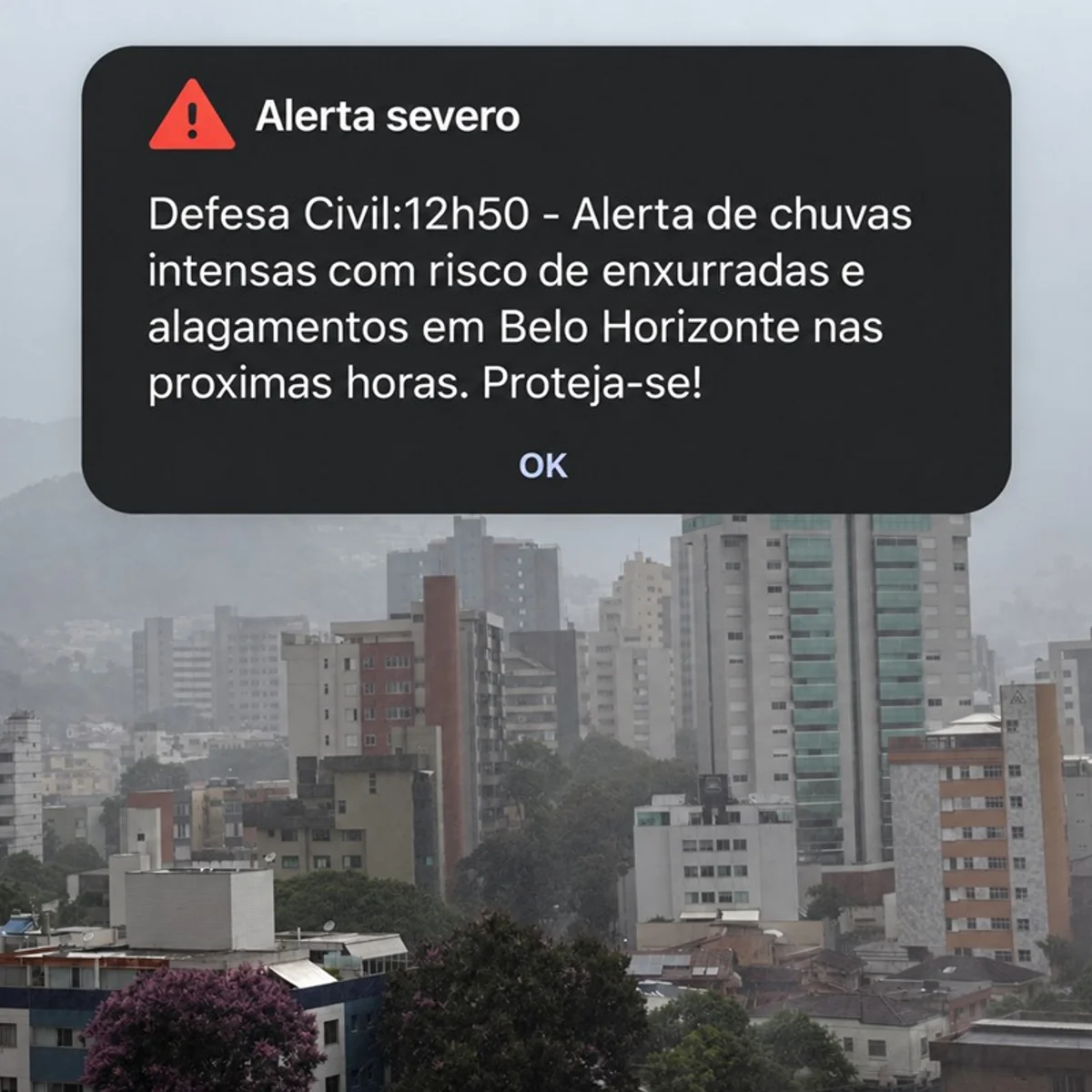 BH tem tempestade e alerta severo na tarde do domingo de eleição