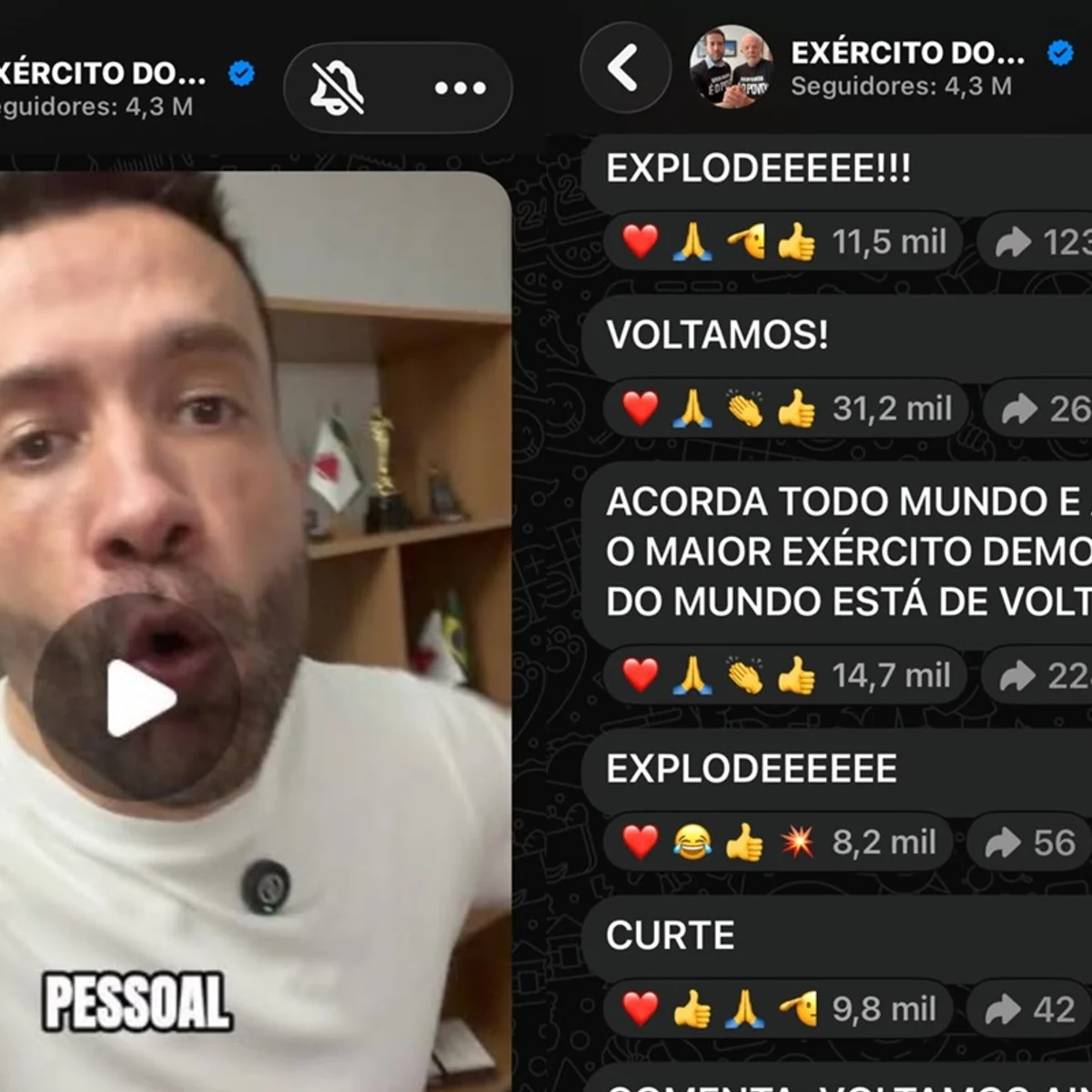 "Voltamos", celebra Janones após volta do canal "Exército do Lula"