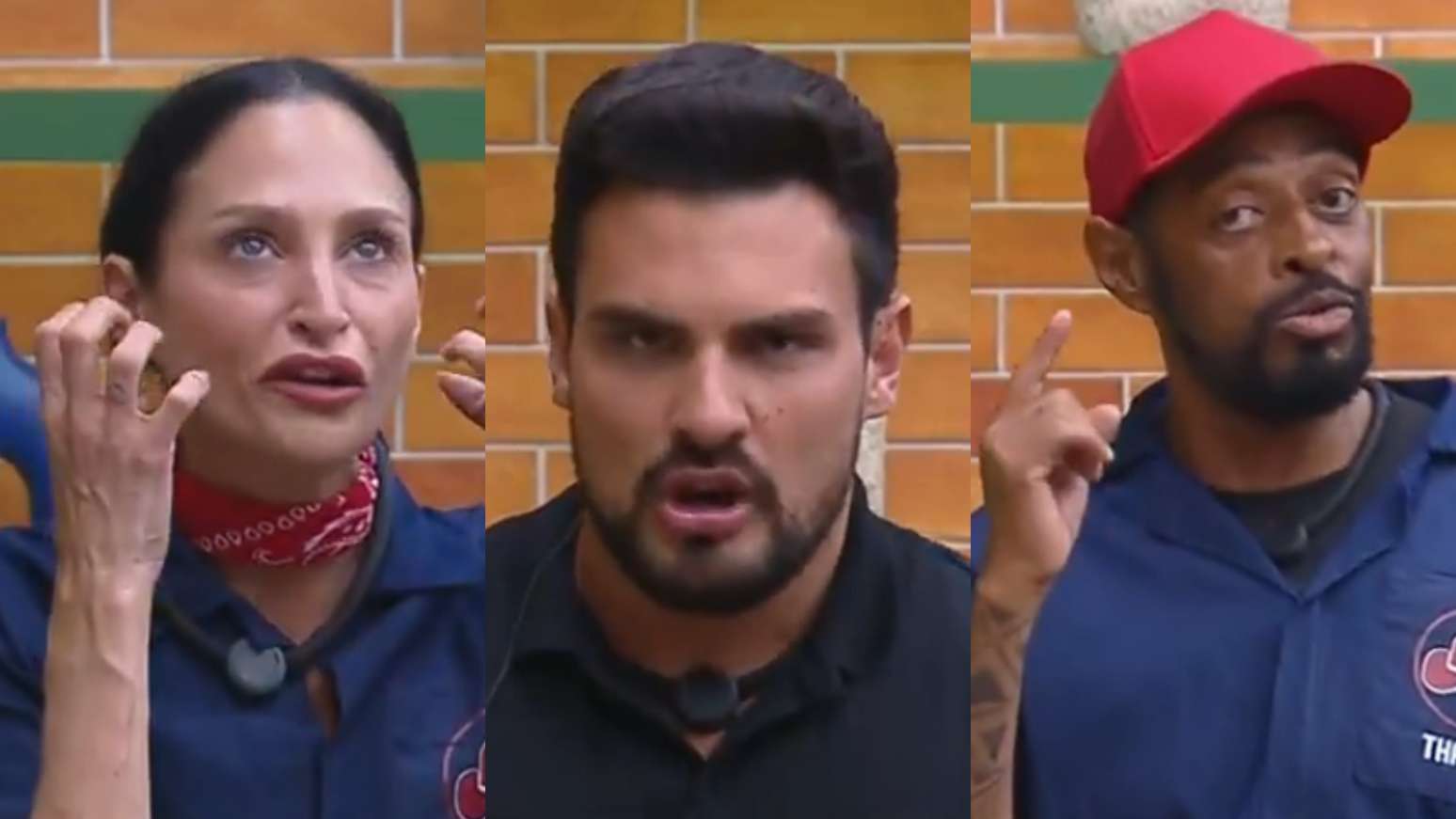 Ariela, Renê e Thaíde em A Fazenda 18 (Reprodução/Record)